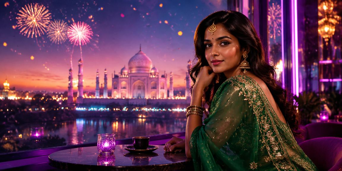 Taj Mahal with traditional Indian attire, symbolizing heritage and trust